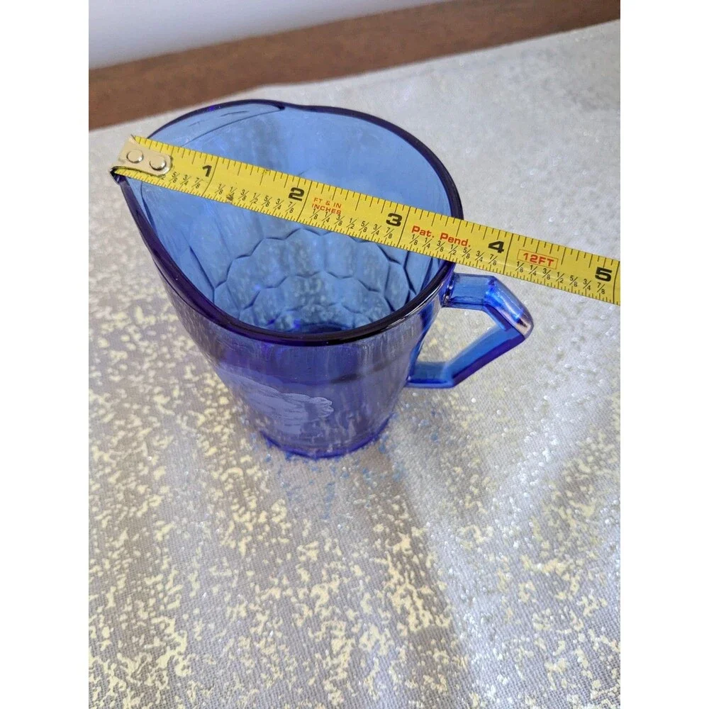 Vintage Shirley Temple 4.5” Tall Cobalt Blue Depression Glass Cream Pitcher 30s